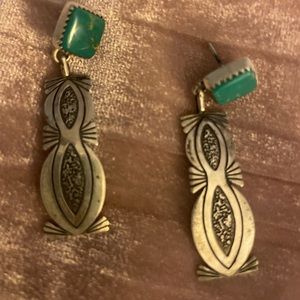 Turquoise and sterling silver drop earrings
